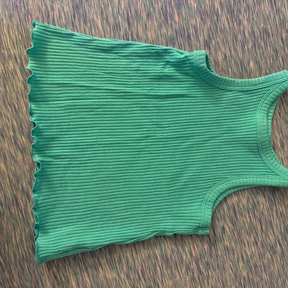 Green Ribbed Sleeveless Top
